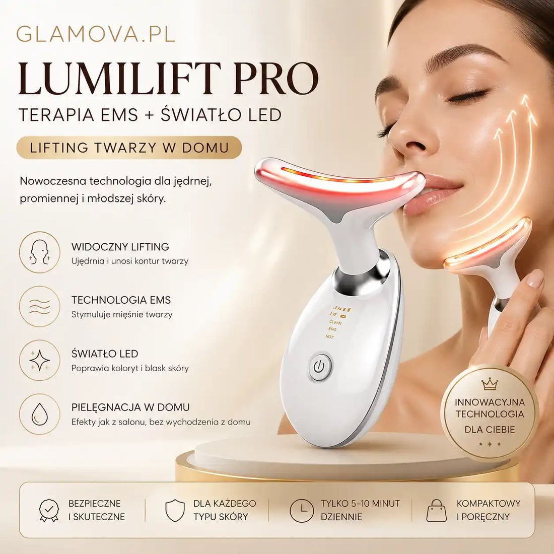 LumiLift Pro | Terapia EMS + Światło LED — lifting twarzy w domu